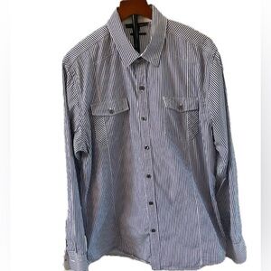 *WitcheryMen' *Bold Blue & White Tapered Fit Striped Button-Down Shirt